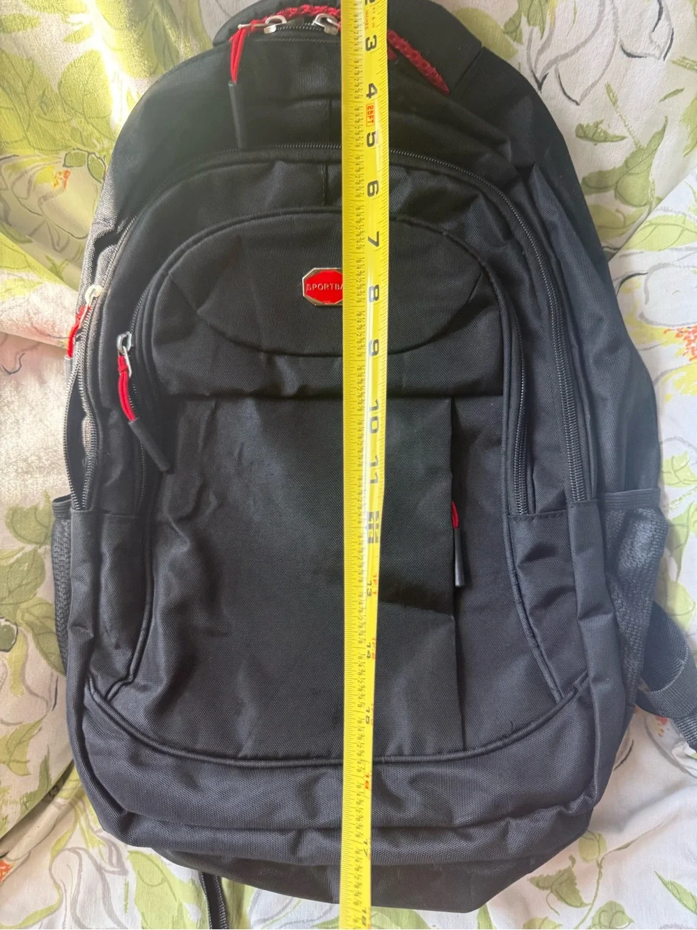 Black Men's Backpack with Red Accents